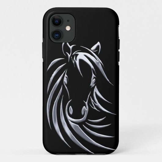 Silver Horse Head auf Black Case-Mate iPhone Hülle (Rückseite)