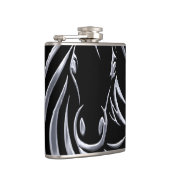 Silver Horse Head auf Black Flachmann (Rechts)