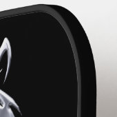 Silver Horse Head auf Black Pickleball Schläger (Linke Seite)