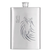 Silver Horse Head Monogram Flachmann (Vorderseite)