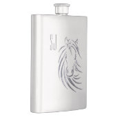 Silver Horse Head Monogram Flachmann (Rechts)