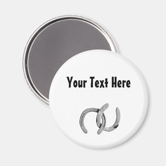 Silver Horse Shoe Anpassbares Magnet (Vorderseite/Rückseite)