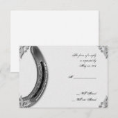 Silver Horseshoe auf der White Wedding Response Ca RSVP Karte (Vorne/Hinten)