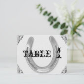 Silver Horseshoe auf der White Wedding Tischnummer (Stehend Vorderseite)