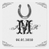 Silver Horseshoe Monogram Aufkleber (Vorderseite)