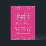 Silver Hot Pink 60. Geburtstag Rett Datum Confetti Einladung<br><div class="desc">Elegantes "60th Birthday Party" Design mit Imitats Glitzer Konfetti und Details Text. Einfach zu bedienen und leicht zu personalisieren. Bestelle noch heute!</div>