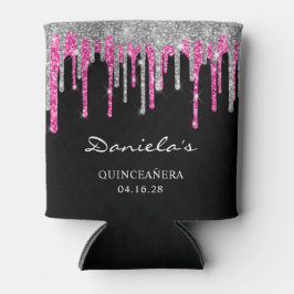Silver Hot Pink Glitzer Tropfen Black Quinceañera Dosenkühler