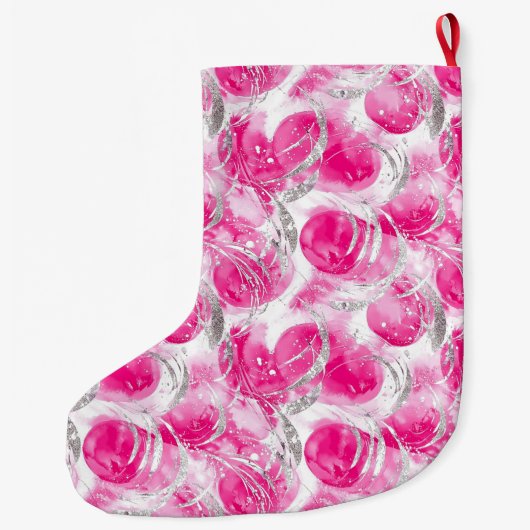 Silver Hübsch Chic Pink Glam Weihnachten Großer Weihnachtsstrumpf (Rückseite)