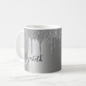 Silver Hübsch Glitzer Tropfen Metal Monogram Kaffeetasse (Vorderseite Links)
