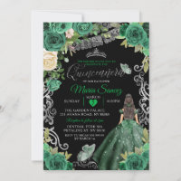 Silver Hunter Green Mexican Floral Quinceañera