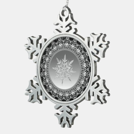 Silver Ice Snowflake Pewter Weihnachtsschmuck Schneeflocken Zinn-Ornament (Rechts)