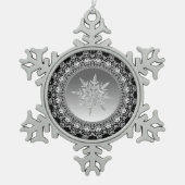 Silver Ice Snowflake Pewter Weihnachtsschmuck Schneeflocken Zinn-Ornament (Vorderseite)