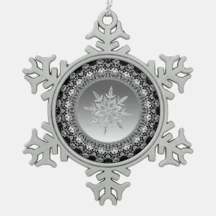 Silver Ice Snowflake Pewter Weihnachtsschmuck Schneeflocken Zinn-Ornament