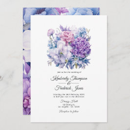 Silver, Icy Blue und Lilac Floral Wedding Einladung