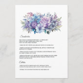 Silver, Icy Blue und Lilac Floral Wedding Menükarte (Rückseite)