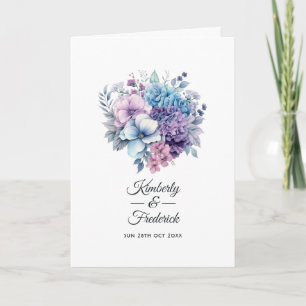 Silver, Icy Blue und Lilac Floral Wedding Programm