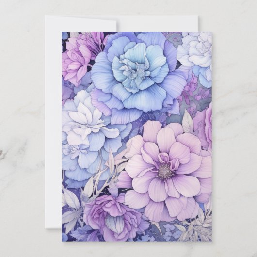 Silver, Icy Blue und Lilac Floral Wedding Save The Date (Rückseite)