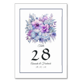 Silver, Icy Blue und Lilac Floral Wedding Tischnummer