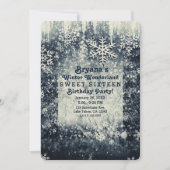Silver Icy Snowy Winter Wonderland Sweet 16 Party Einladung (Vorderseite)