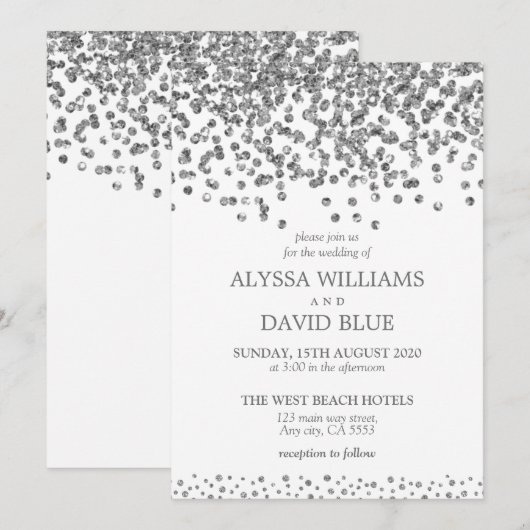 Silver Imitate Foil Confetti Einladung (Vorne/Hinten)
