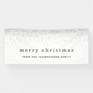 Silver Imitate Glitzer Border Name Frohe Weihnacht Banner