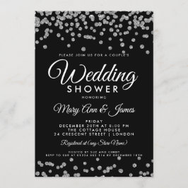 Silver Imitate Glitzer Confetti Black Couple Dusch Einladung