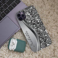 Silver Imitate Glitzer Glam Bling Personalisiert M