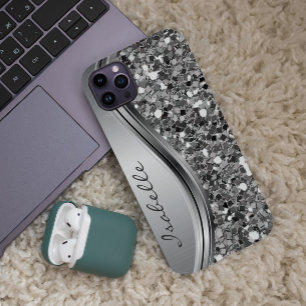Silver Imitate Glitzer Glam Bling Personalisiert M Case-Mate iPhone Hülle