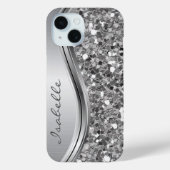 Silver Imitate Glitzer Glam Bling Personalisiert M Case-Mate iPhone Hülle (Rückseite)
