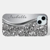 Silver Imitate Glitzer Glam Bling Personalisiert M Case-Mate iPhone Hülle (Rückseite (Horizontal))