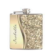 Silver Imitate Glitzer Glam Bling Personalisiert M Flachmann (Vorderseite)