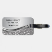 Silver Imitate Glitzer Glam Bling Personalisiert M Gepäckanhänger (Rückseite horizontal)