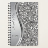 Silver Imitate Glitzer Glam Bling Personalisiert M Planer (Vorderseite)