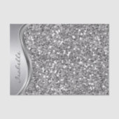 Silver Imitate Glitzer Glam Bling Personalisiert M Seidenpapier (Vorderseite)