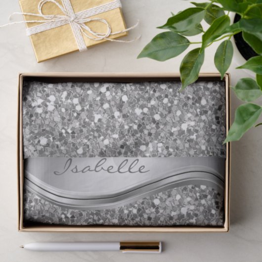 Silver Imitate Glitzer Glam Bling Personalisiert M Seidenpapier (Geschenk)