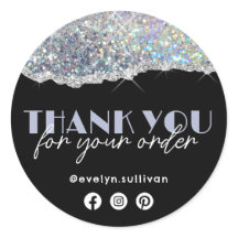 Silver Imitate Iridescent Glitzer Danke Aufkleber