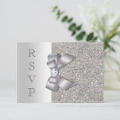 Silver Imitats Bow & Diamonds UAWG RSVP Karte (Stehend Vorderseite)