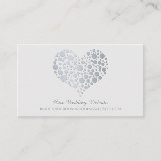 Silver Imitats Foil Heart Wedding Website Card Begleitkarte (Vorderseite)