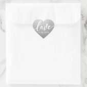 Silver Imitats Foil Liebe Script Hochzeitdatum Herz-Aufkleber (Tasche)