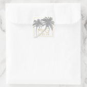 Silver Imitats Foil Palm Tree Wedding Monogram Quadratischer Aufkleber (Tasche)