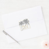 Silver Imitats Foil Palm Tree Wedding Monogram Quadratischer Aufkleber (Umschlag)