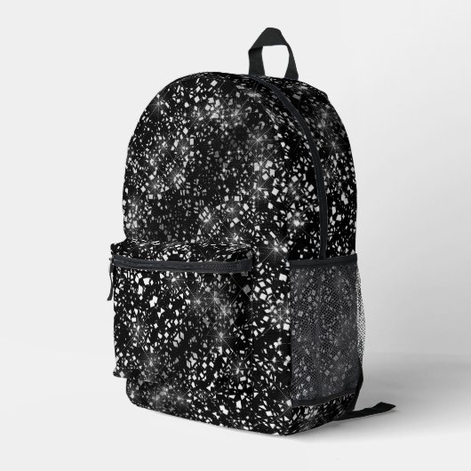 Silver Imitats Glass Glitzer Sparkon Bedruckter Rucksack (Rückseitige Ecke Rechts)