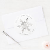Silver Imitats Glittery Snowflake Weihnachten Runder Aufkleber (Umschlag)
