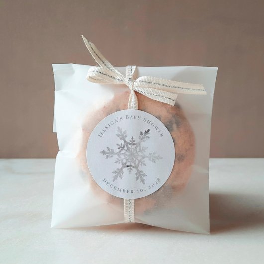 Silver Imitats Glittery Snowflake Weihnachten Runder Aufkleber