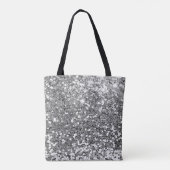 Silver Imitats Glitzer Bokeh Glitzern Monogram Tasche (Rückseite)