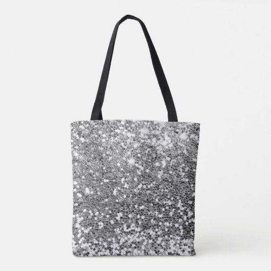 Silver Imitats Glitzer Bokeh Glitzern Monogram Tasche (Rückseite)