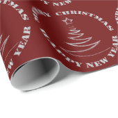 Silver Imitats Glitzer Burgundy Weihnachten Geschenkpapier (Rolleneckpunkt)