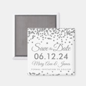 Silver Imitats Glitzer Confetti Save the Date Magnet (Vorderseite/Rückseite)