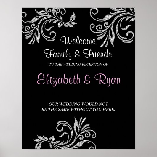 Silver Imitats Glitzer, Custom Wedding Welcome Pos Poster (Vorne)
