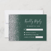 Silver Imitats Glitzer Edge Emerald Green RSVP Karte (Vorderseite)